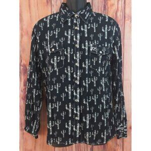 Cowgirl Hardware Black Cactus Print Western Shirt Medium